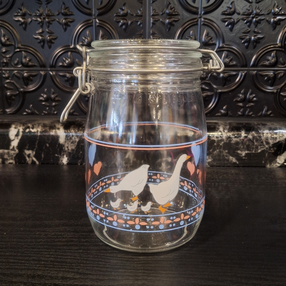 Arc France Country Geese Cannister Glass Jar, Country Kitchen, Farmhouse Decor